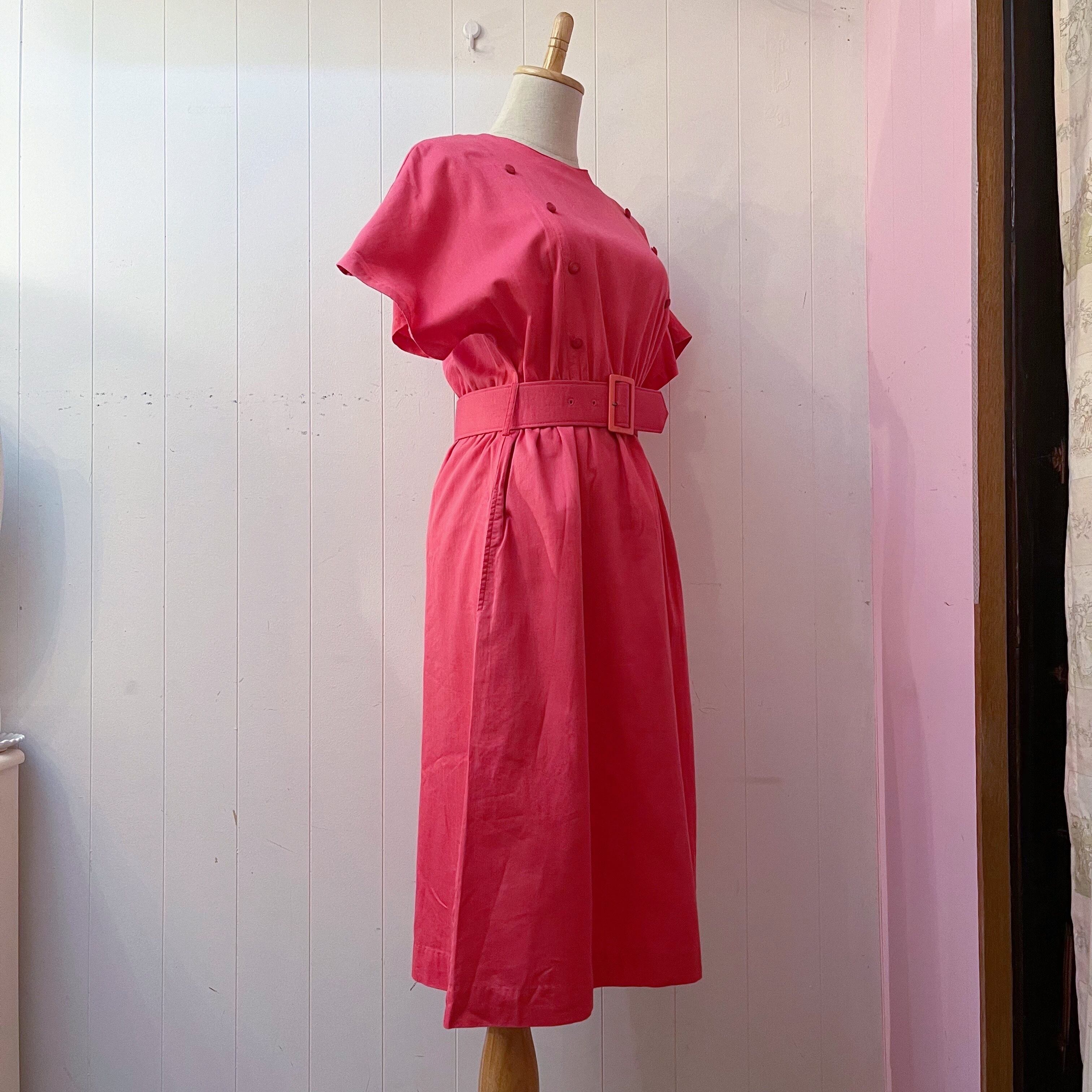 vivid pink big belt one-piece