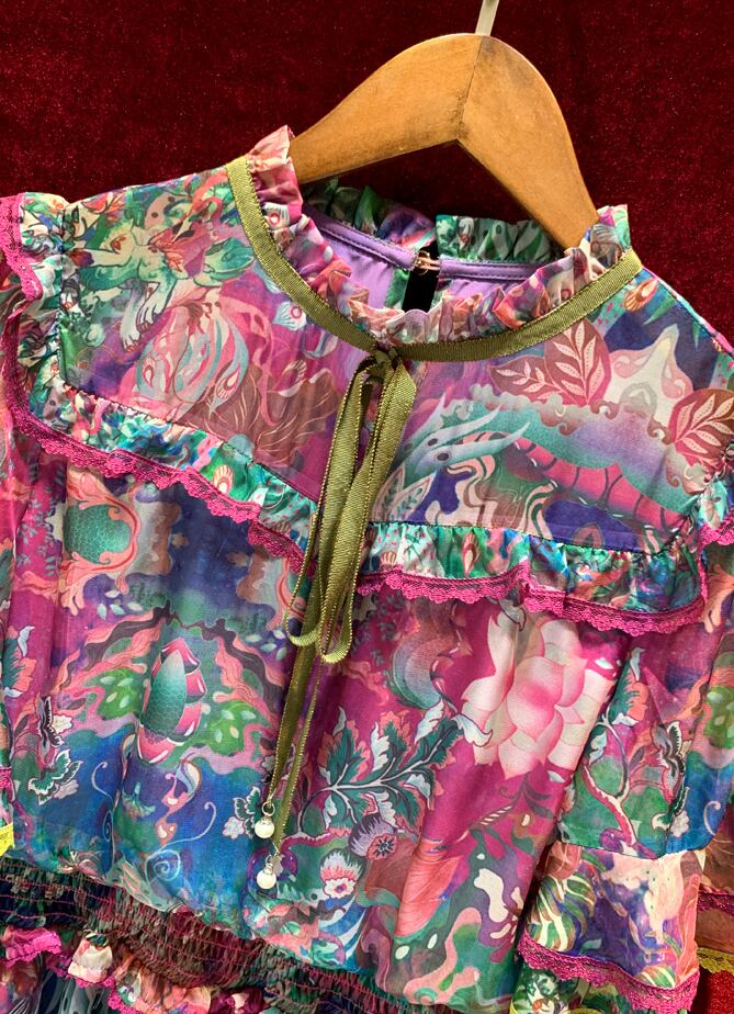 レディース 華やか 花柄 ワンピース 絵画 上品 Flower One Piece Beauty Antoinette