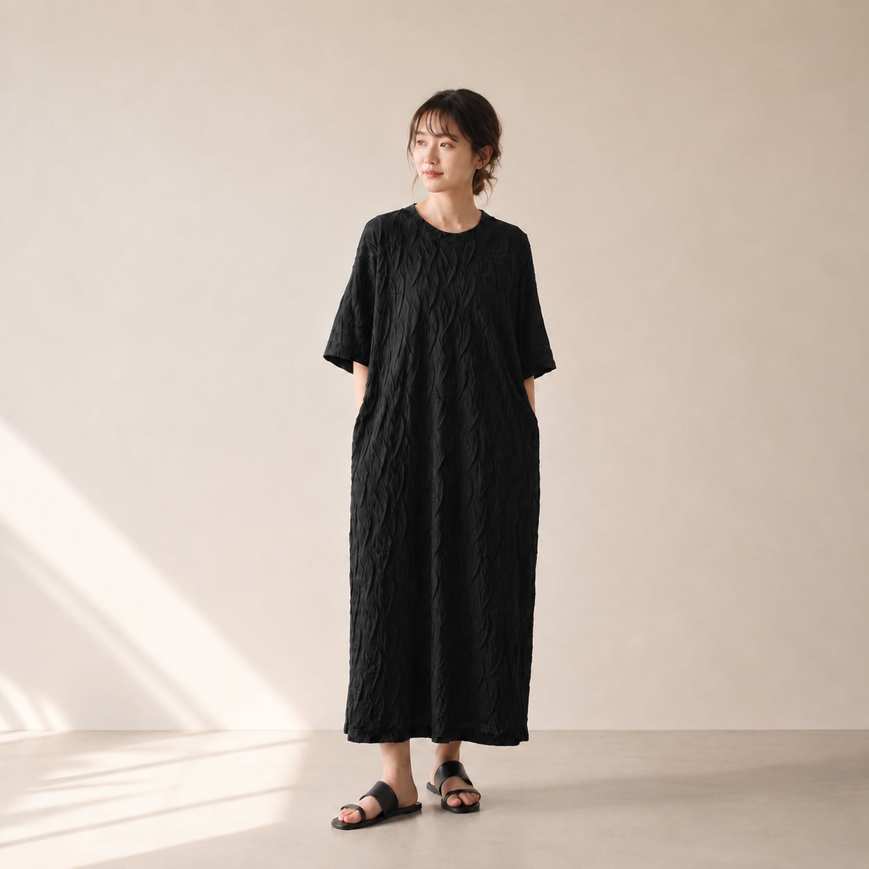 CRINKLE TEXTURE LONG ONE PIECE