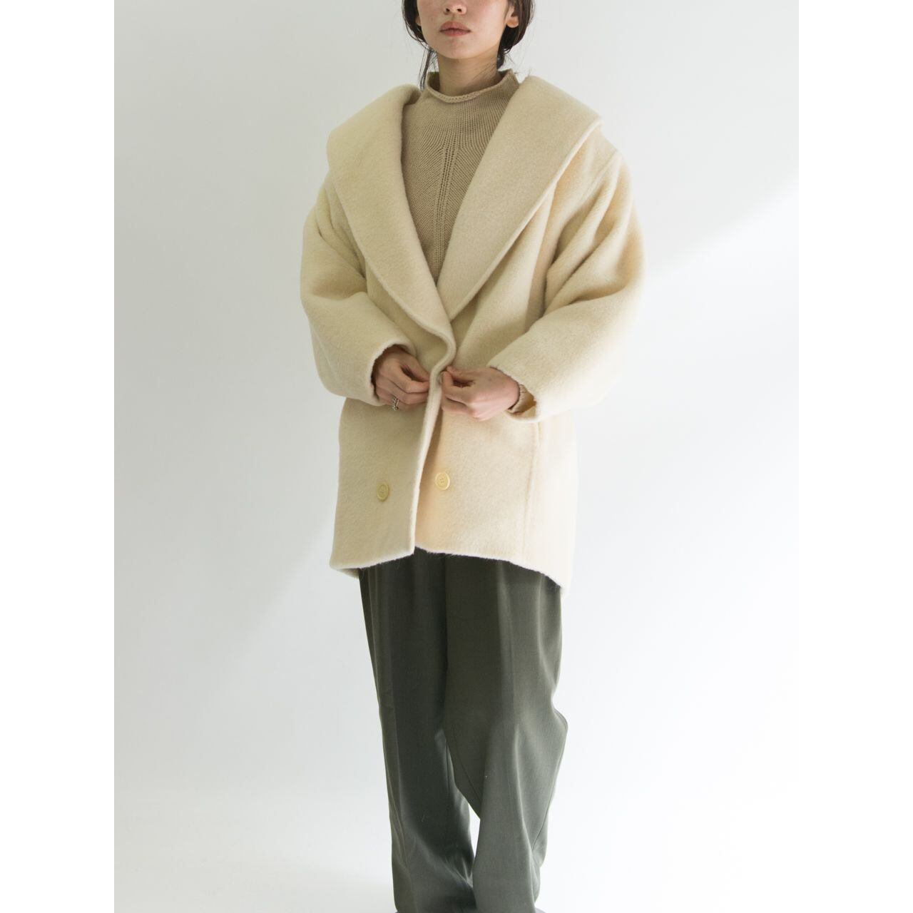 【Guy Laroche】Made in France oversized mohair/wool beaver padded coat（ギラロッシュ フランス製 中綿オーバーサイズ ビーバーコート）