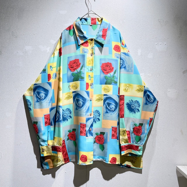 1990s Beautiful Botanical Box flower  printed  vintage Drape loose shirt