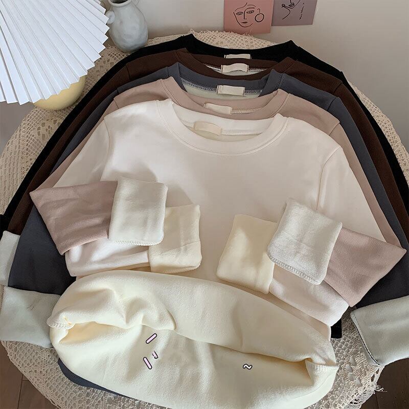 シャツ スプリングスタイルベルベットスリムラウンドネックTシャツ ロング 春物 Oネック 萌量不足27148880735