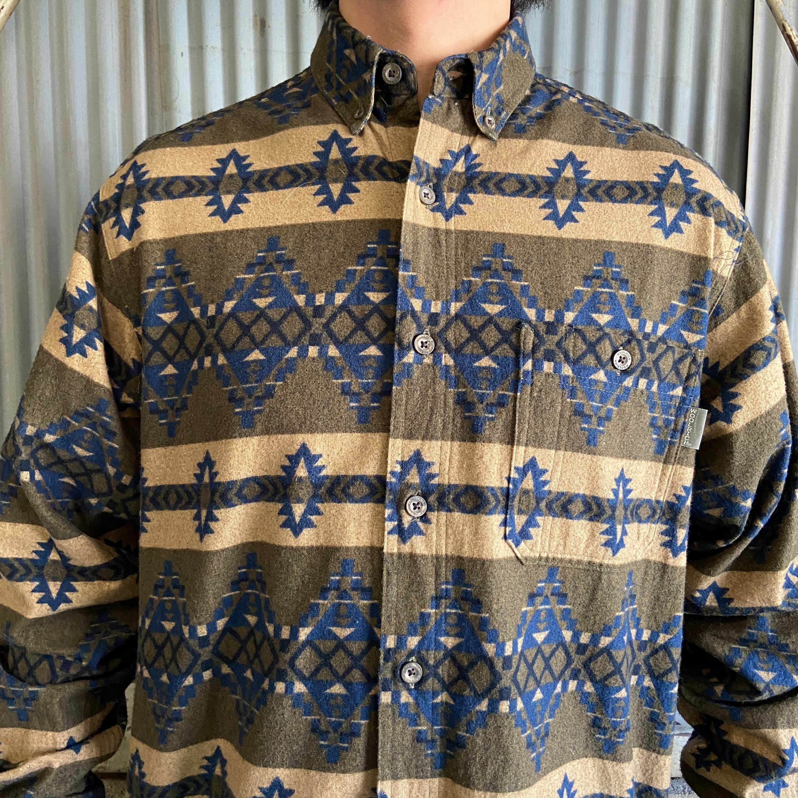 Wool Rich ウールリッチ ネイティブ柄 総柄 長袖 プリントネルシャツ