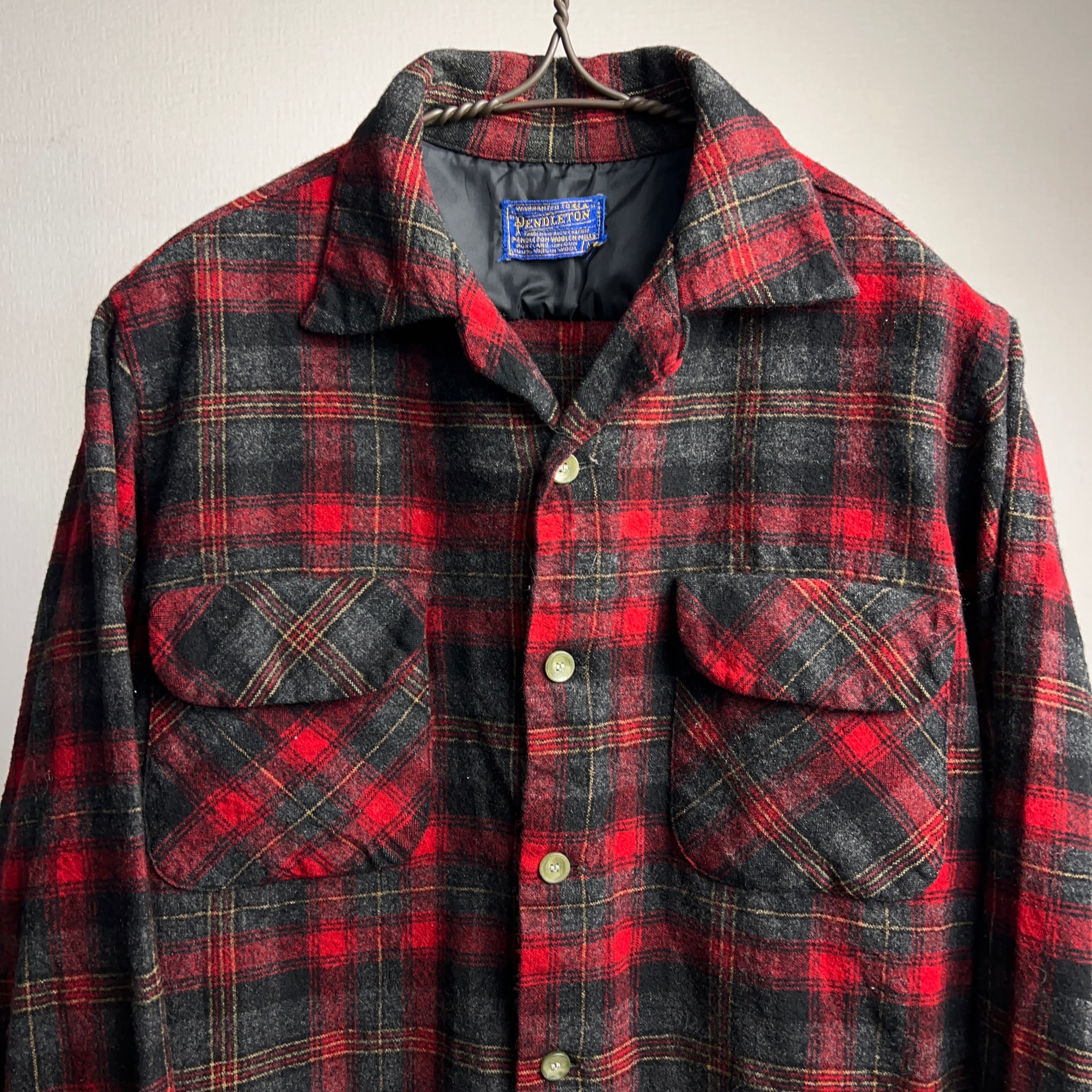 60s USA製 ペンドルトン ウールチェックシャツ 厚手  長袖