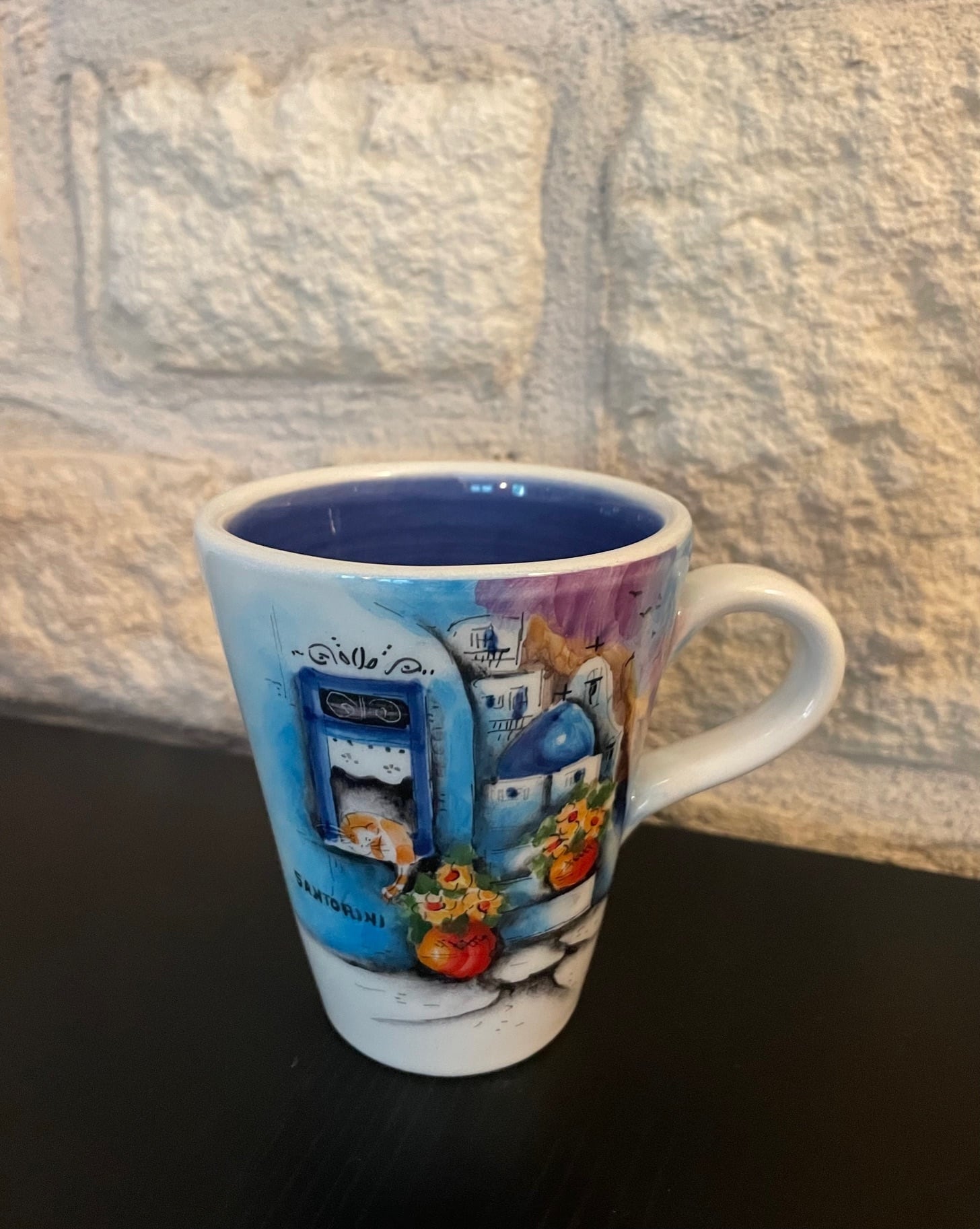 ギリシャ並行輸入！ サントリーニ島 マグカップ Santorini ブルー 青色