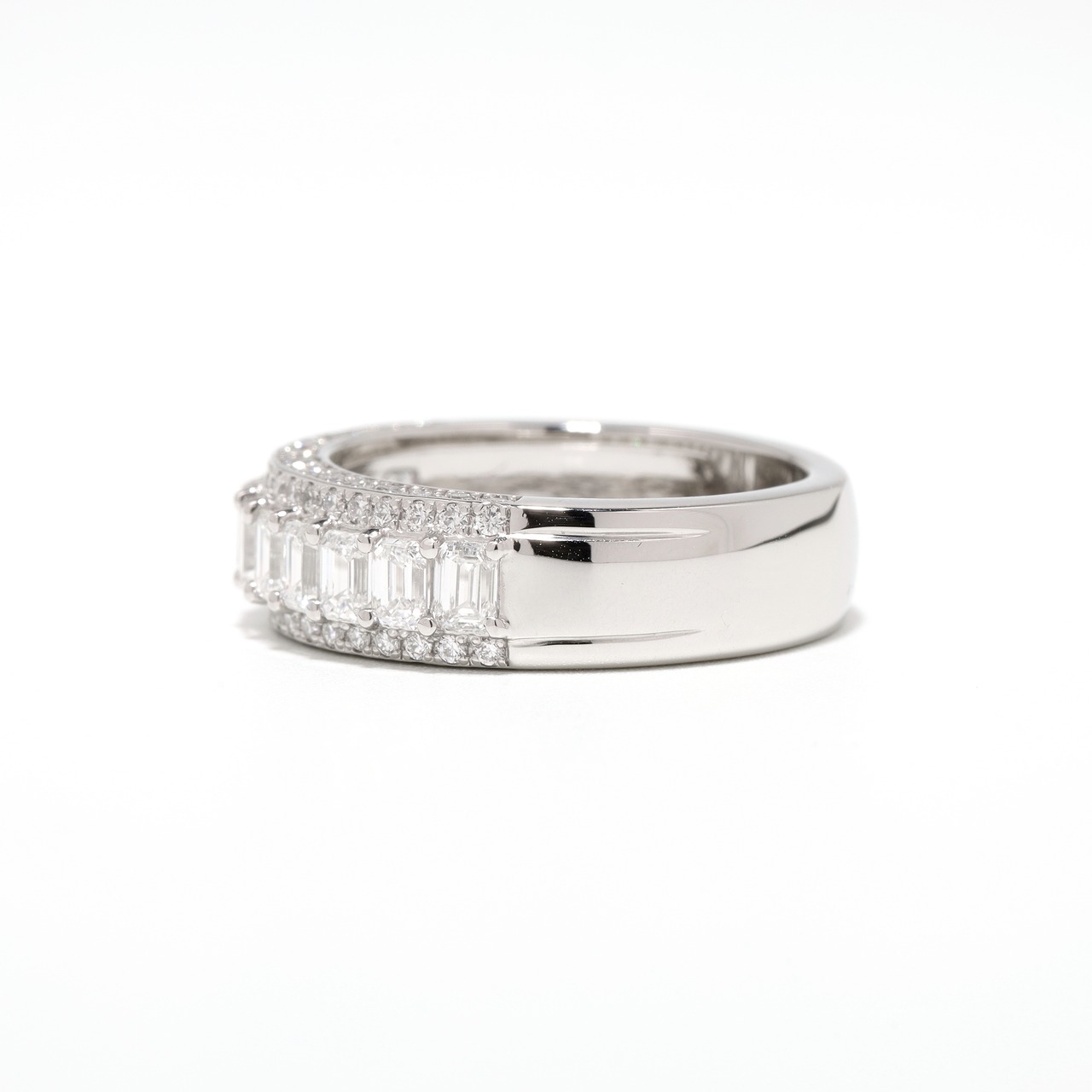 エメラルドカット ダイヤモンド デザインリング pt900 / D / VVS2 / 1.120ct / 0.380ct