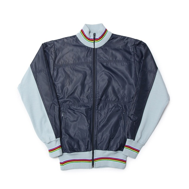 80sVintage Italy CyclingNylonKnitSwitchingZipJacket