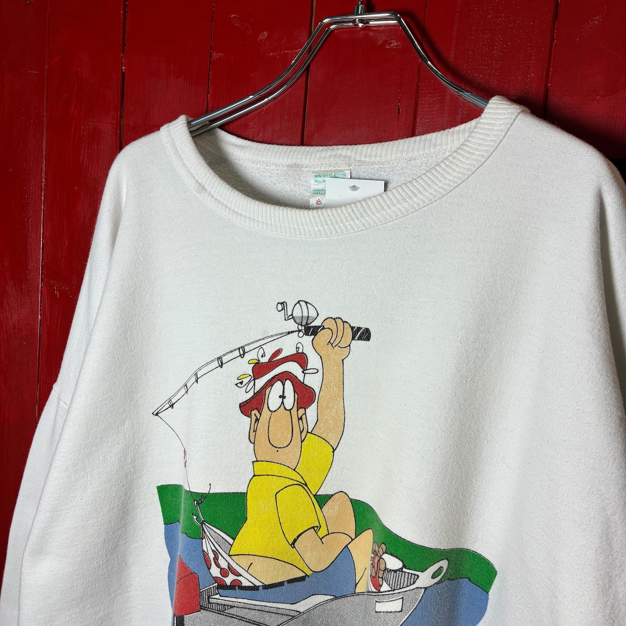 80s CANADA製 ヴィンテージスウェット 世界一の釣り人 ユーモアスウェット