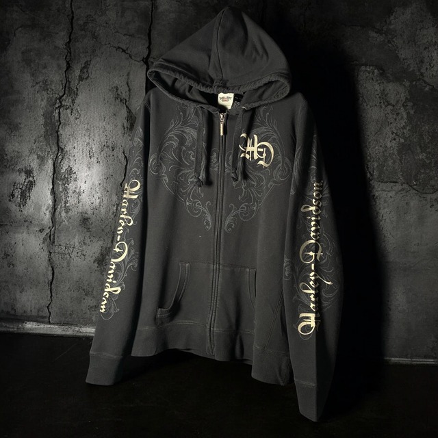 Y2K Harley-Davidson / ジップパーカー　メタリック　ラインストーン　ウィング　ハーレー