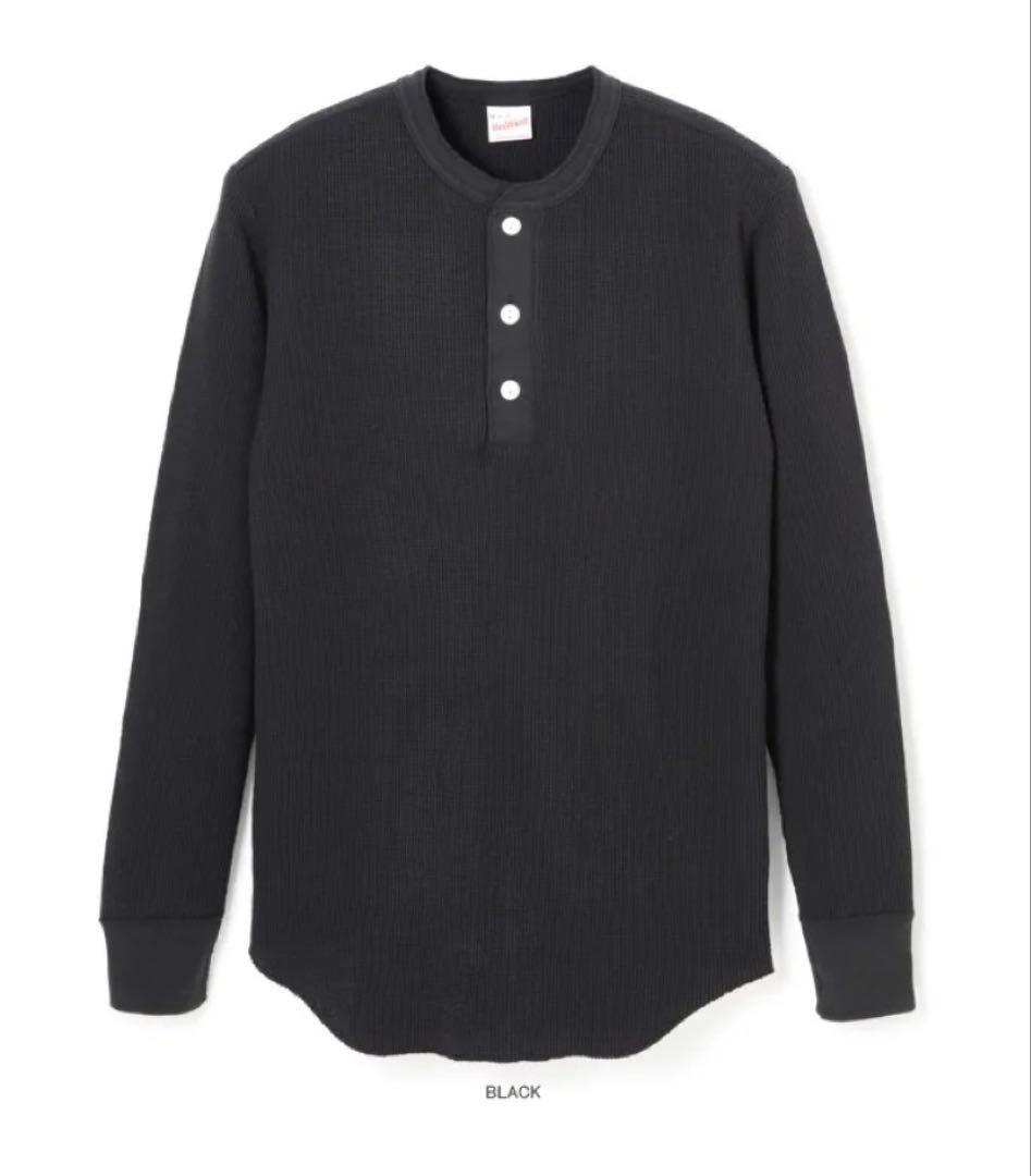 オープンエンドワッフル ヘンリーネック長袖Tシャツ サーマル