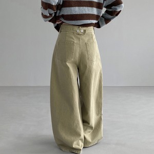 back belted design wide pants 14673