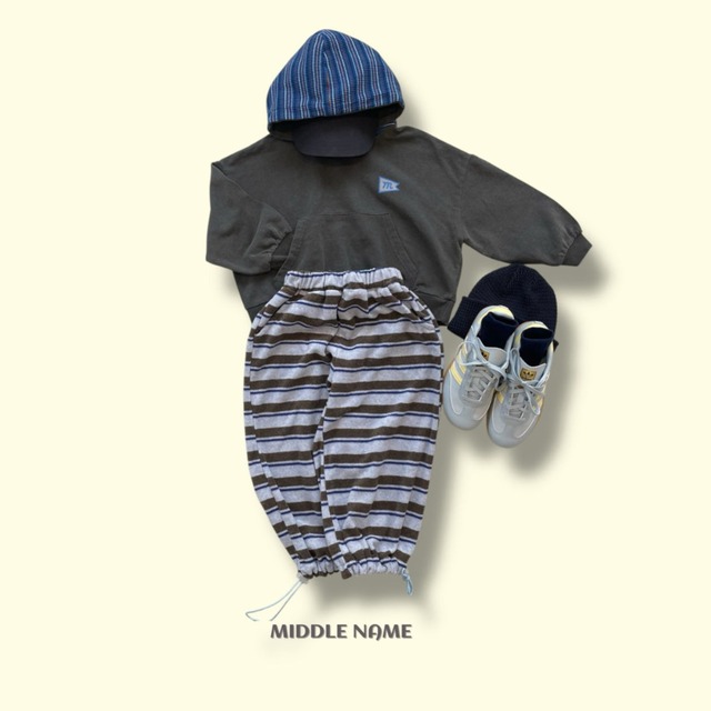 《送料無料》予約:テリーストライプパンツ【MIDDLENAME】