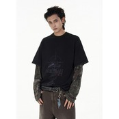 VINTAGE ストリート ダメージ加工 ロングTシャツ T1637