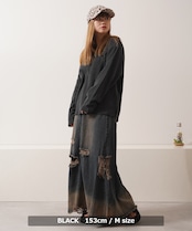 ◆クロス刺繍 ピグメント ヘンリーネック ワッフル ロンT◆wi-981022
