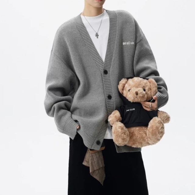 Vネック オーバーサイズ ニットカーディガン ◆2col M00094