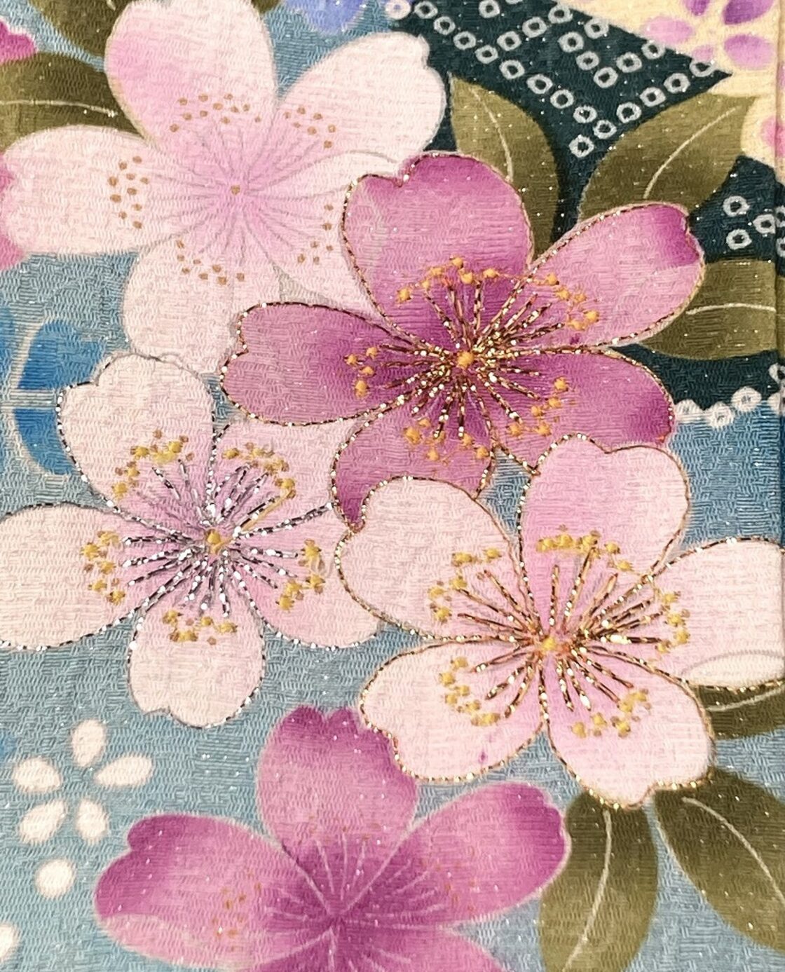 京友禅 銀通し 金駒刺繍 2点セット 振袖 袋帯 花柄 トールサイズ 正絹 