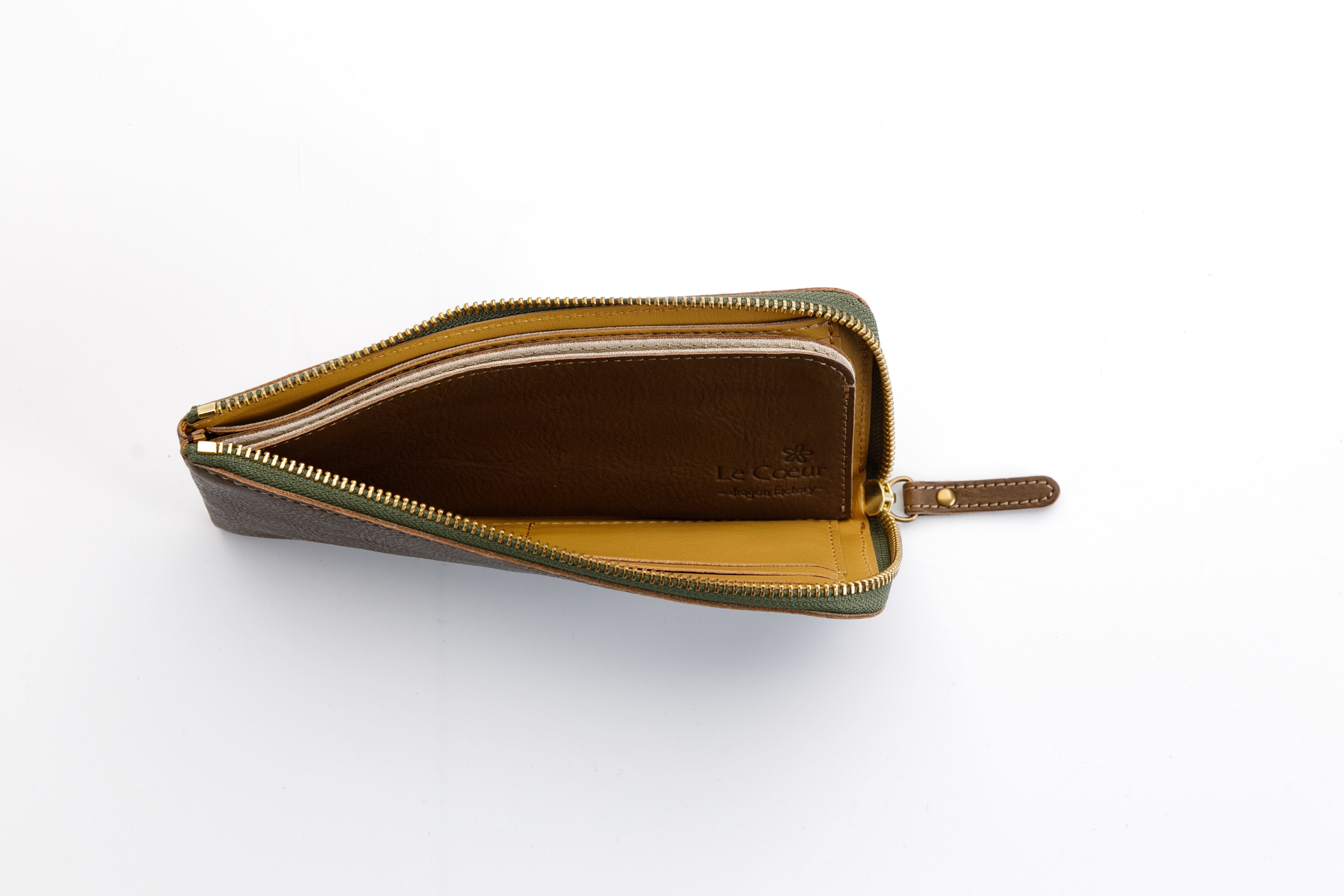 かばん屋さんのL型ファスナー長財布（カーキ）本革 オシャレ レディース