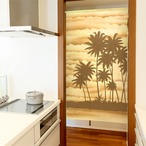 【受注生産】 のれん  ヤシの見える島  幅85ｘ丈150cm