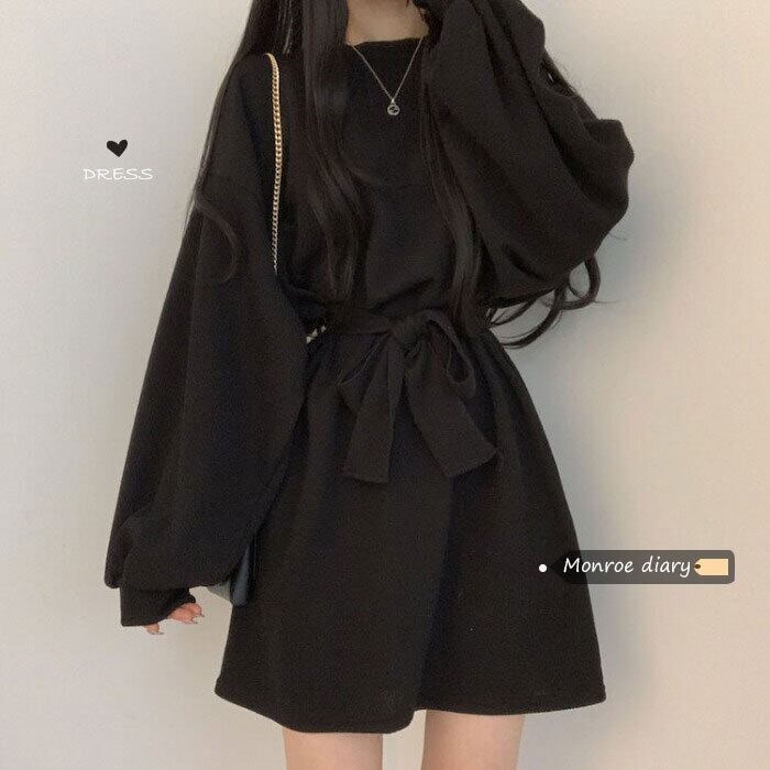 スタンダードニットドレス スプリングセーター スカート ショートウェスト薄手Aライン レトロ 春物 モンロー68020881340