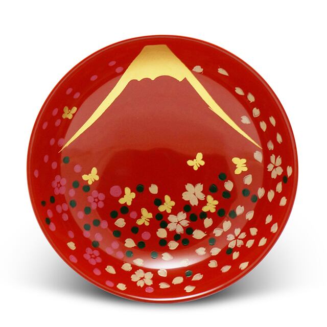 手塩皿 洗朱塗 金の富士山~命をたたえる~(46)