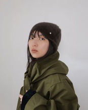 FOURAM - Fox Cashmere Knit Cap ：Brown｜固定ピンブローチ／起毛の陰影