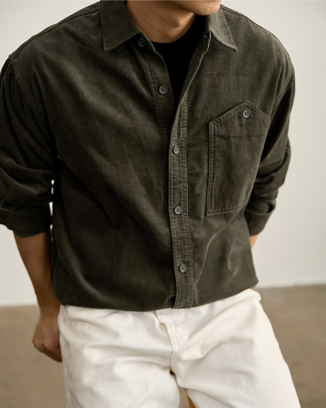 レトロ コーデュロイシャツ 4色 A0008