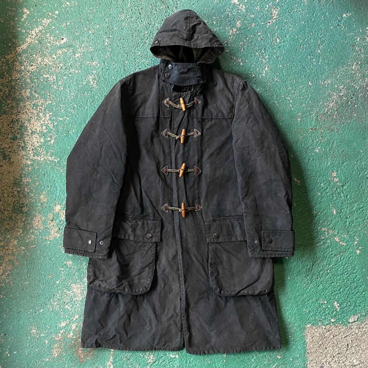 00年代 英国製 Barbour バブアー ワックスコットン ダッフルコート 