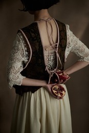 Back ribbon guduri vest / pink（ショート丈）
