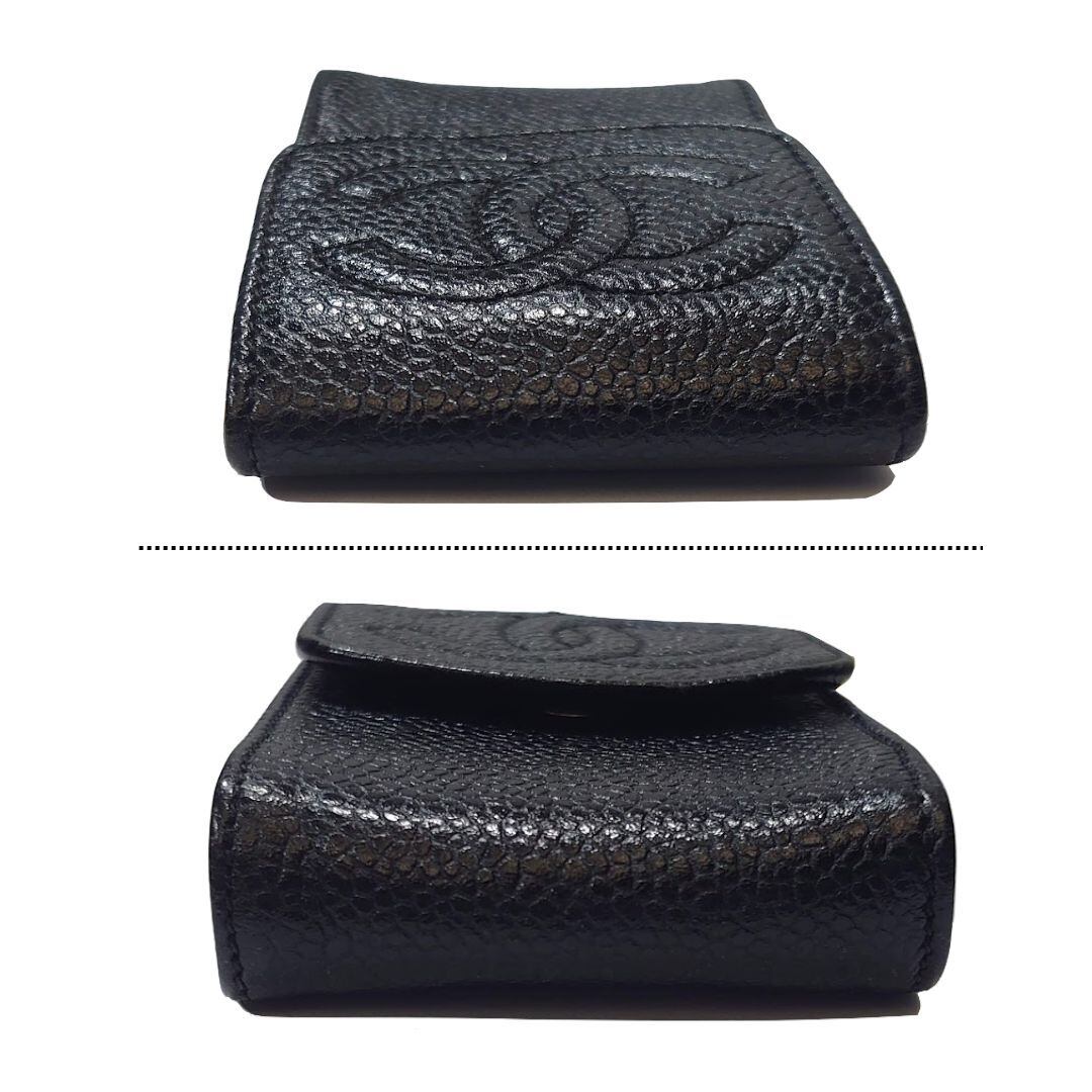 CHANEL シャネル キーケース ミニポーチ ココマーク 黒 キャビアスキン 