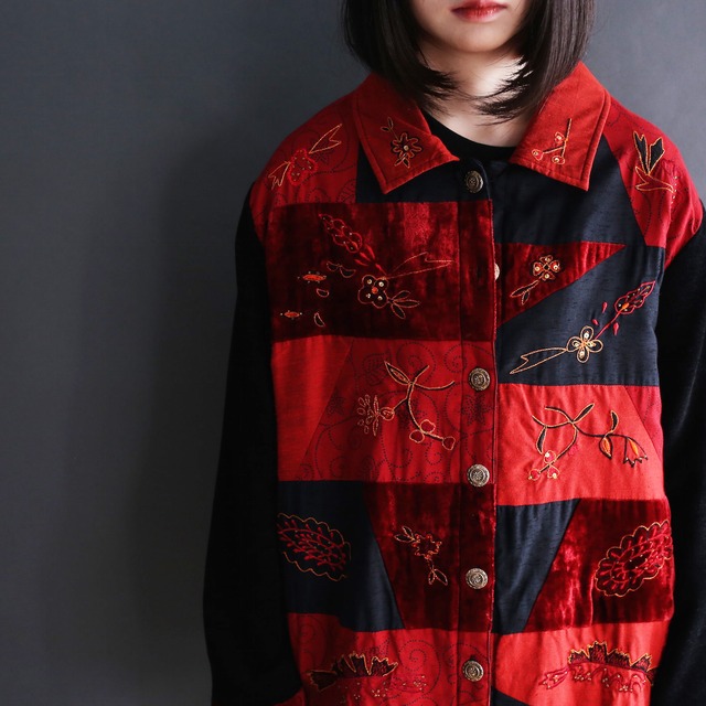 multi fabric switching design l/s jacket