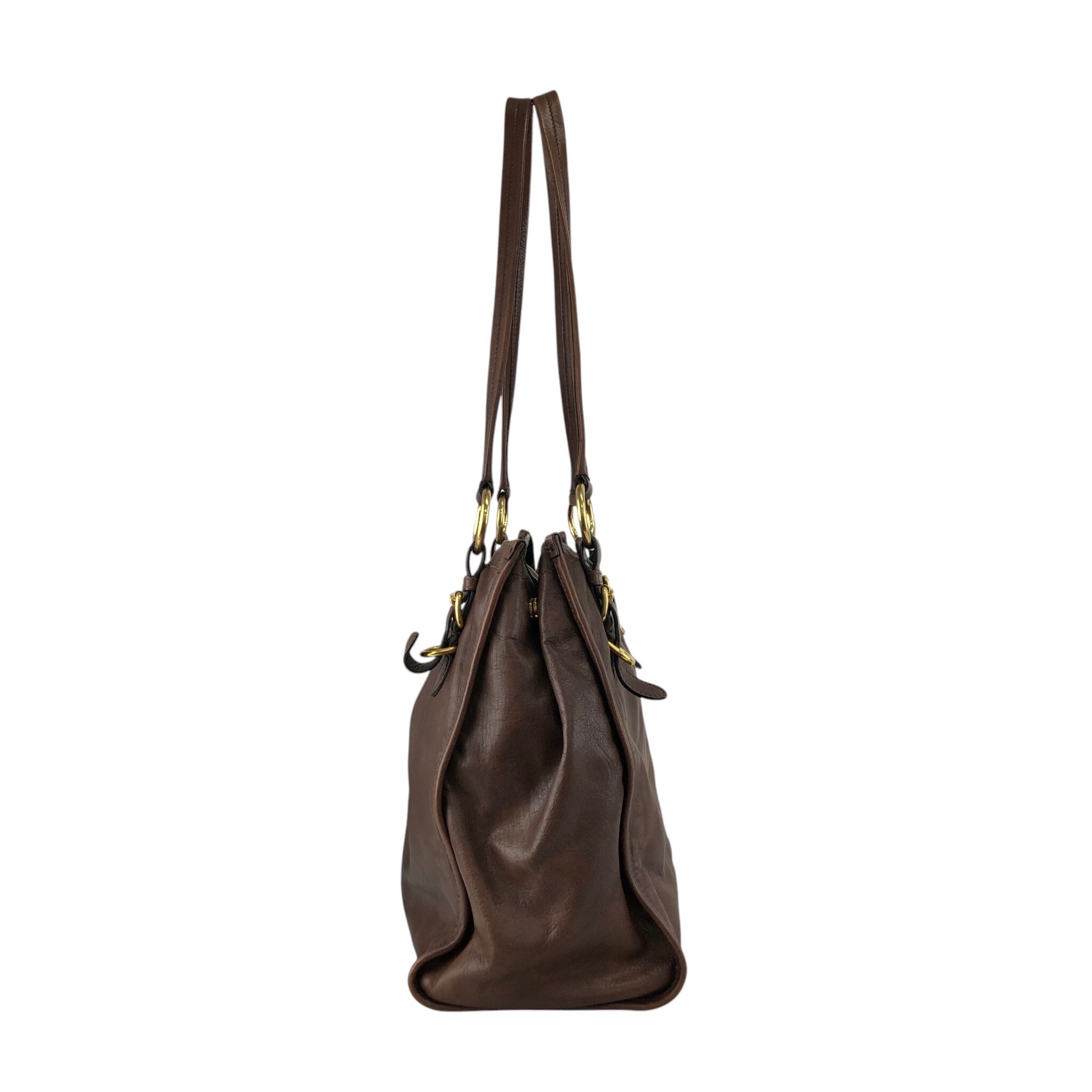 PRADA プラダ トートバッグ ブラウン ロゴ レザー vintage