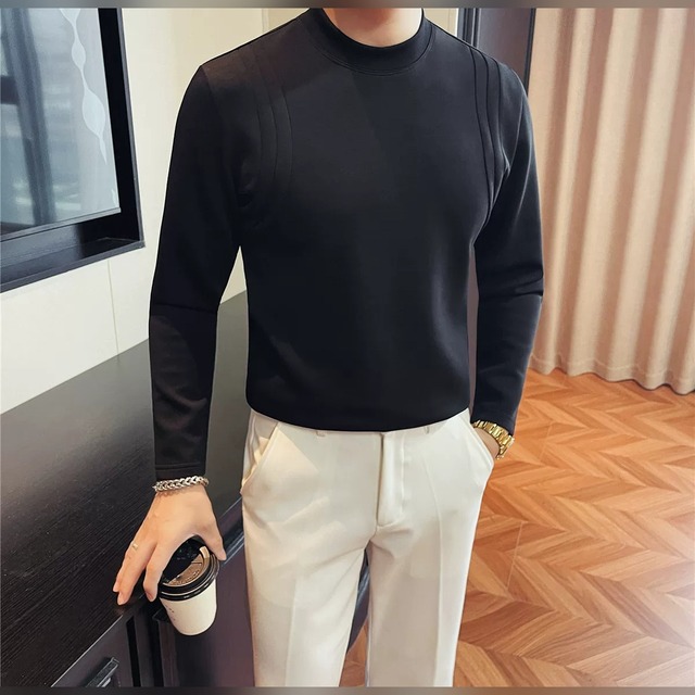 シームディテール モックネック 長袖Tシャツ 3color KA1494