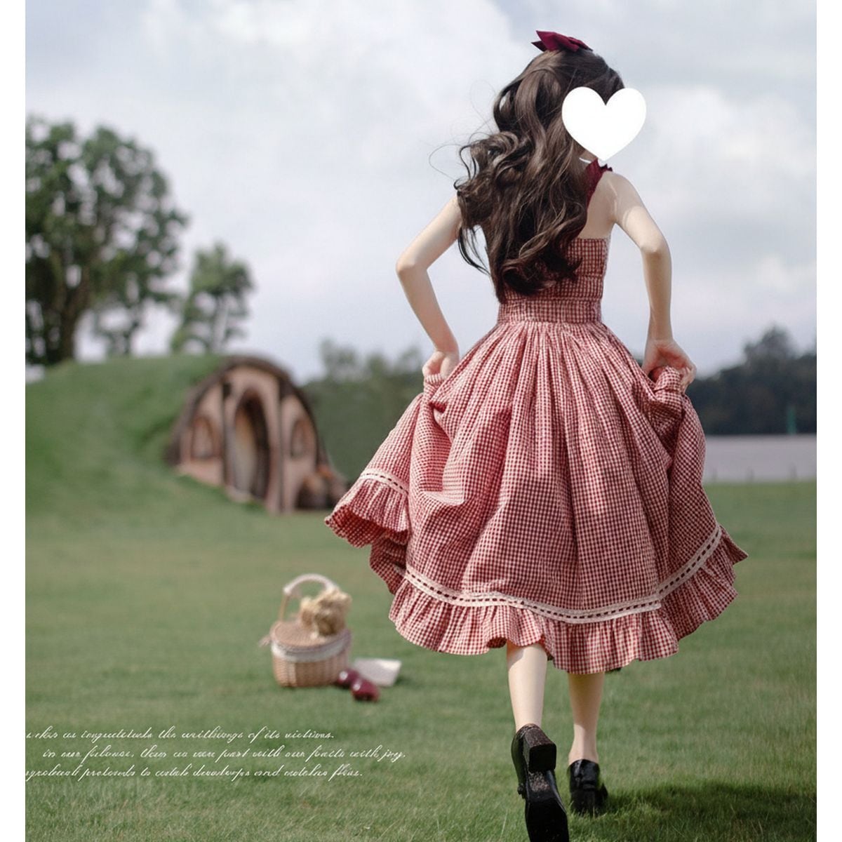 森ガールレッドチェックロングスカートセット：JSK | Maiden's Rêve