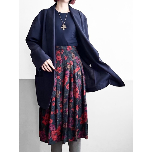 Pendleton Navy Botanical Skirt made in USA