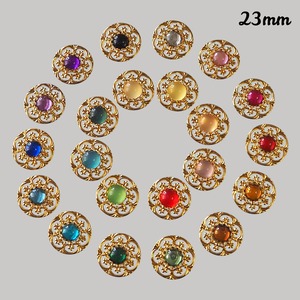 【1個 100円】23ｍｍ ラウンド　フラワー  センターパーツ　ゴールド台座