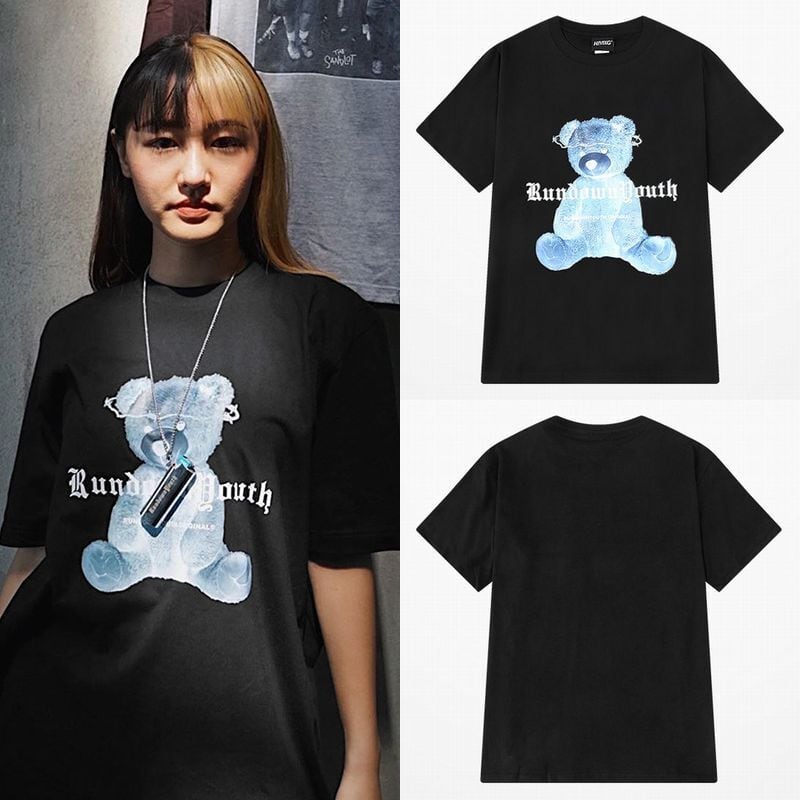 ユニセックス Tシャツ 半袖 クマちゃん ベアー プリント オーバーサイズ 韓国ファッション メンズ レディース 大きいサイズ ルーズ ストリート系  DTC-627191787276 Value Rave Notice(バリューレイヴノーティス) 韓国 ファッションやハワイアンジュエリーなど海外通販