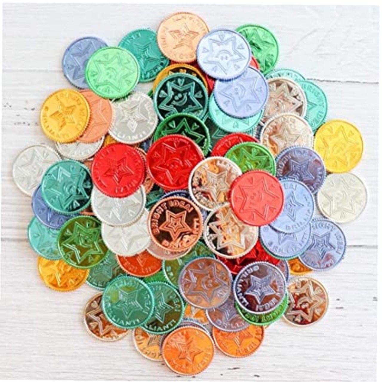 Sinyde 金貨玩具 プラスチック カラフルな 偽のお金 おもちゃの 海賊トレジャーハントゲームコイン ゲーム用 100枚入 （混色）