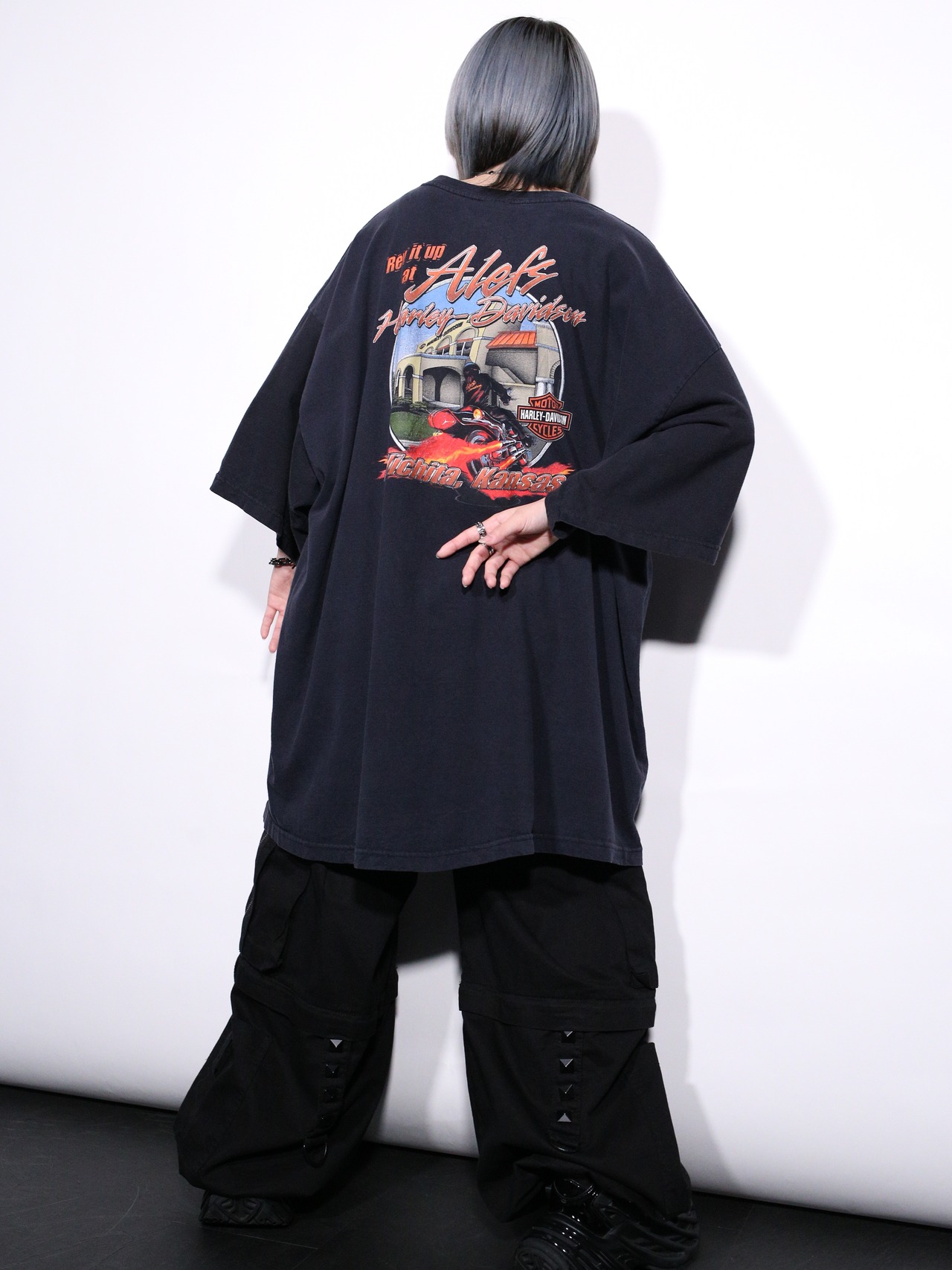 "Harley-Davidson" XXXXL super over silhouette skull wing graphic tee - 5