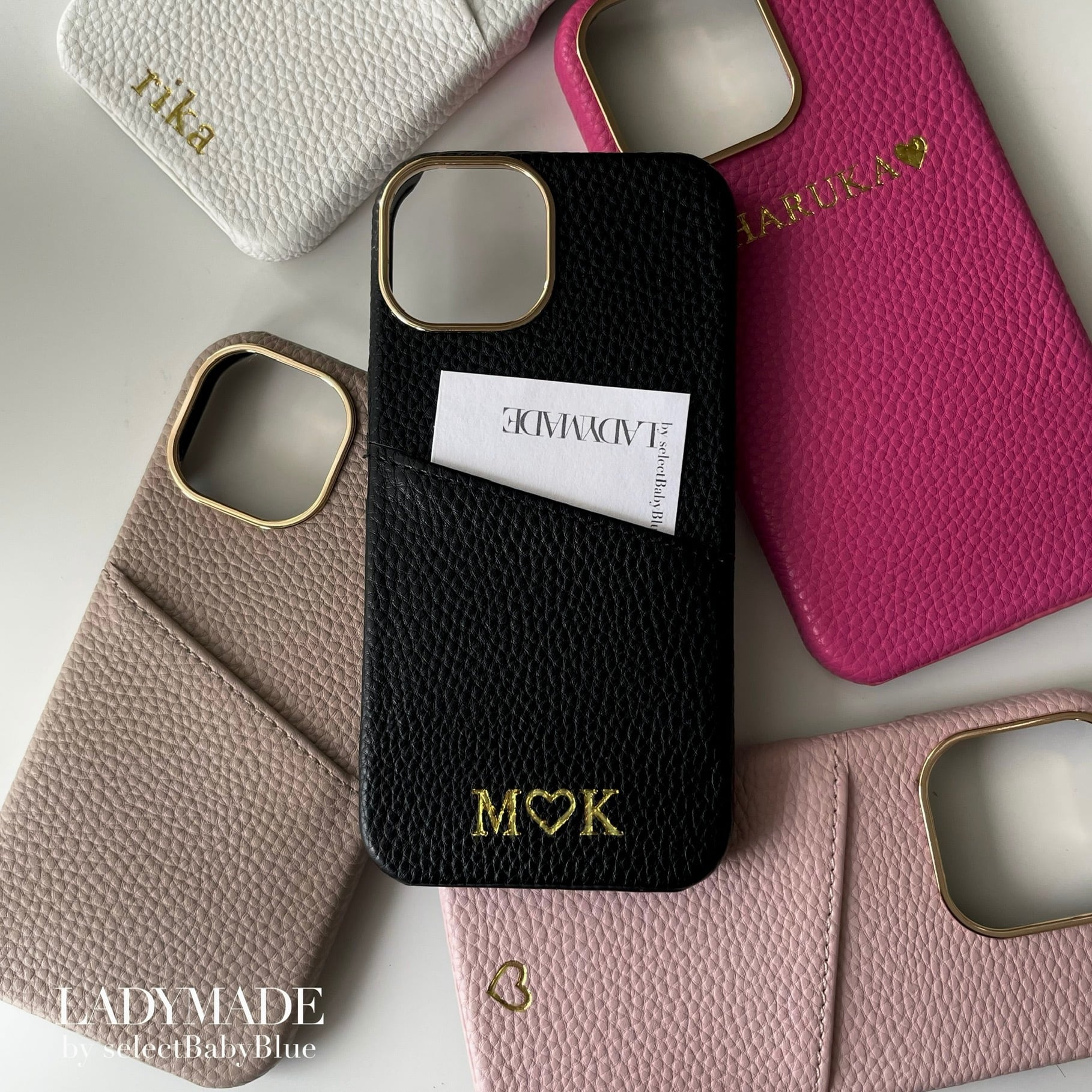 全16色】ポケット付き刻印iPhoneケース-ゴールドフレーム- | LADYMADE