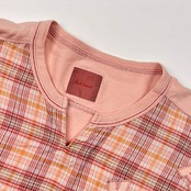 Karl Helmut カールヘルム チェック 長袖 Tシャツ L/ピンク系 メルローズ