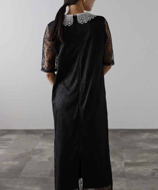 襟取り外しレースワンピース