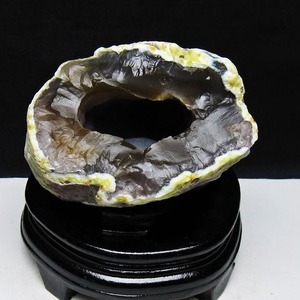 1.4Kg アゲート ジオード 原石 置物 台座付属 瑪瑙 メノウ 晶洞 一点物 181-4172