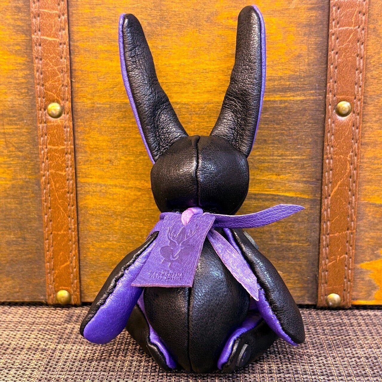 【ジビエレザー鹿革】ベルラビ★マイスターの手作り「ベルズラビット」ブラック＆パープル系　写真の1点販売です