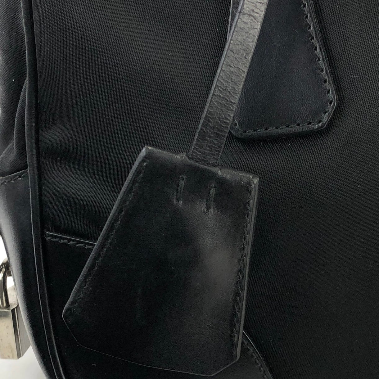 PRADA プラダ ロゴプレート レザー×ナイロン コーナー ミニボストン