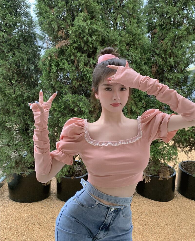 Tシャツ サマースリーブショートメッシュトップス 夏物 ピュア スクウェア ブラックストロベリース35187951900