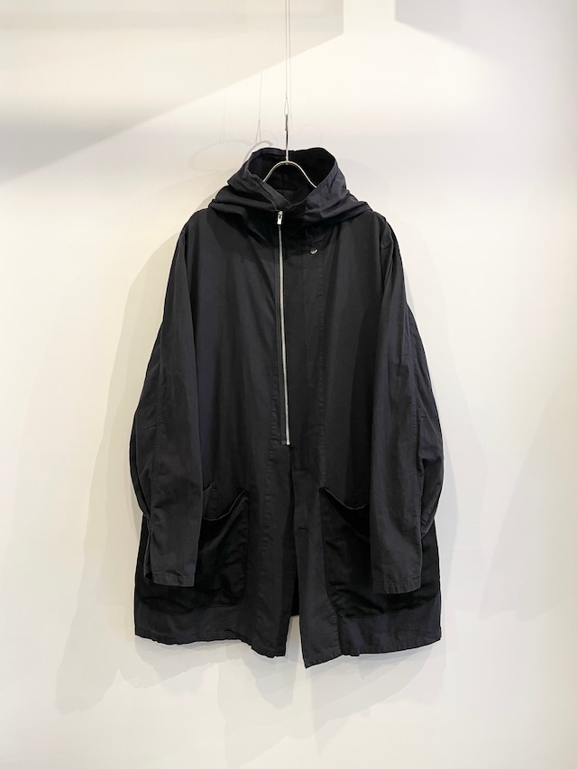 TrAnsference multi pocket zip snow camo parka - imperfection black garment dyed