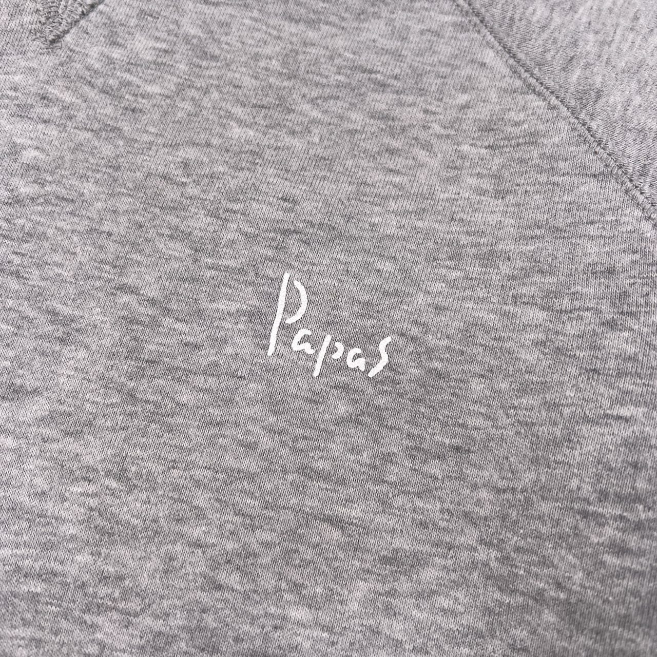 PAPAS パパス 両面Vガゼット プリント スウェット トレーナー サイズ 46 S /グレー/メンズ