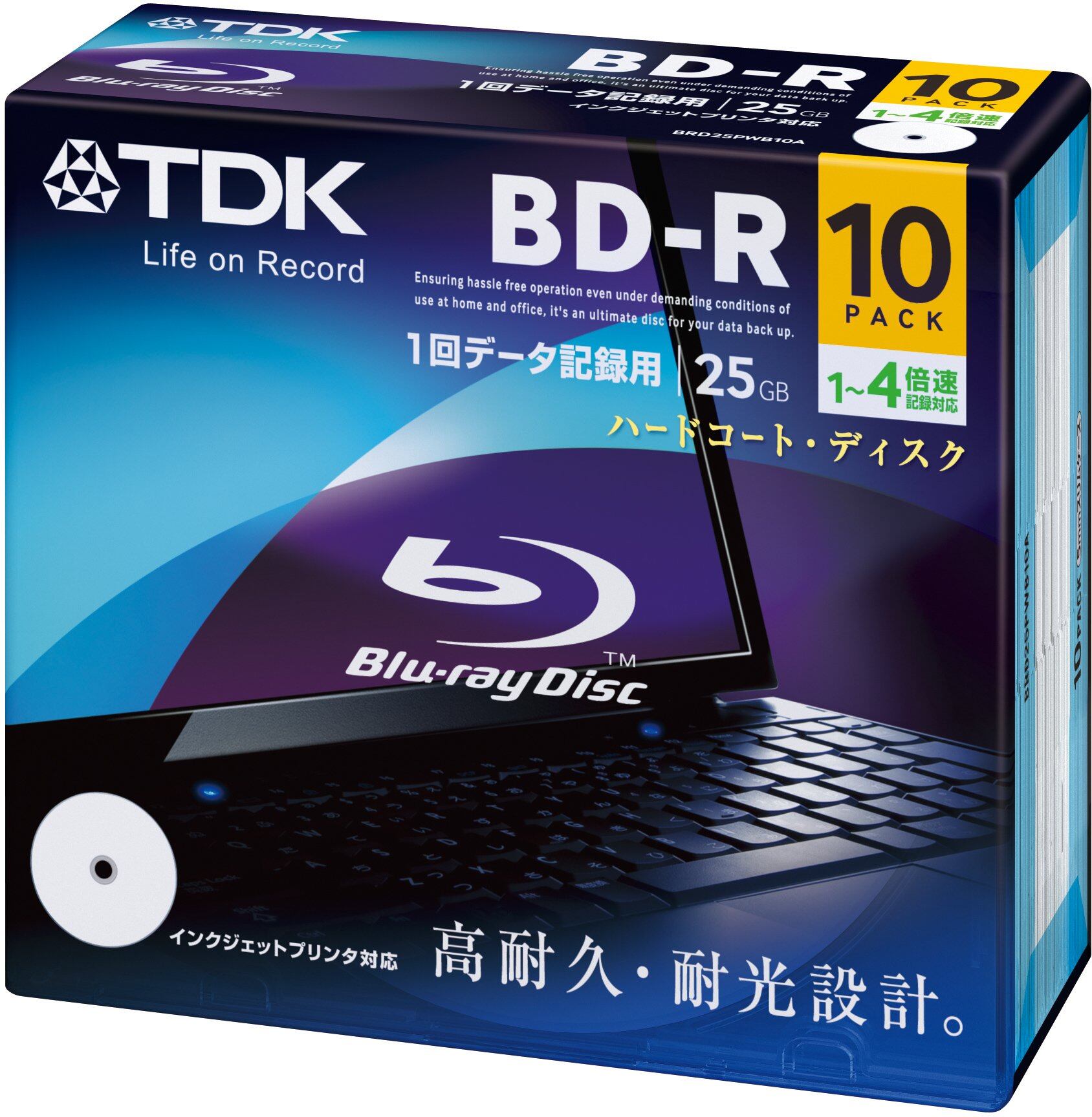 【数量限り】TDK データ用ブルーレイディスク BD-R 25GB 1-4倍速 ホワイトワイドプリンタブル 10枚 5mmスリムケース BRD25PWB10A