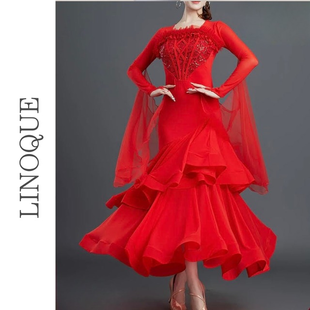 スパンコールフリルロングドレス 3color 【L00045】