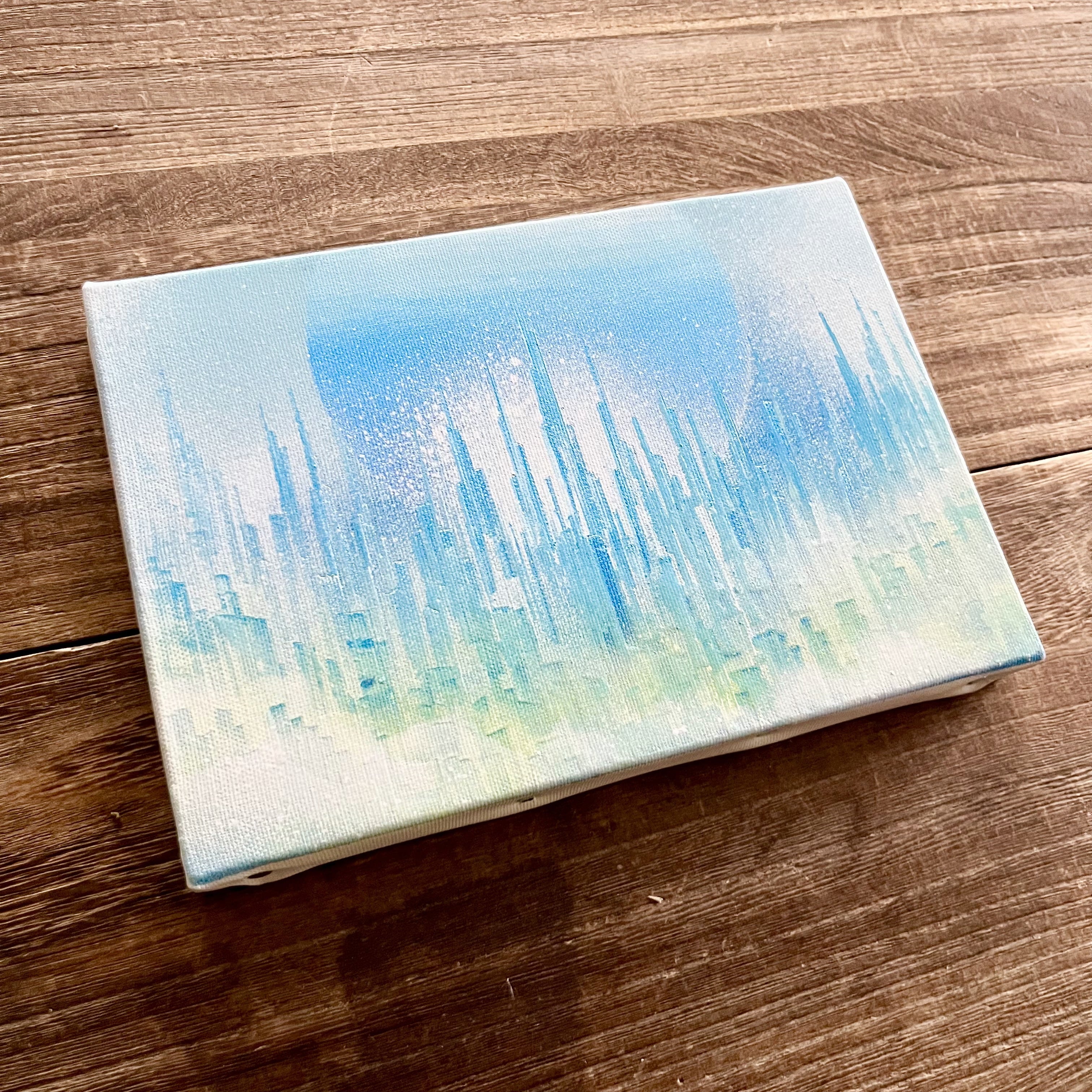 Where nobody knows」原画 風景×世界 水色 イエローグリーン 絵画
